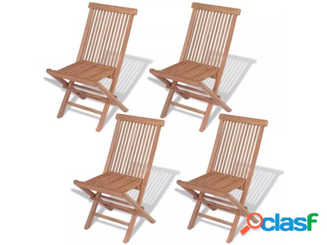 Conjunto 4 Sillas de Jardín Plegable VIDAXL Madera Teca