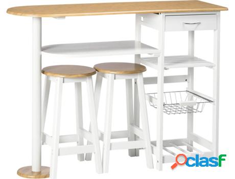 Conjunto De Mesa De Bar HOMBOM Con 2 Taburetes (Mesa:
