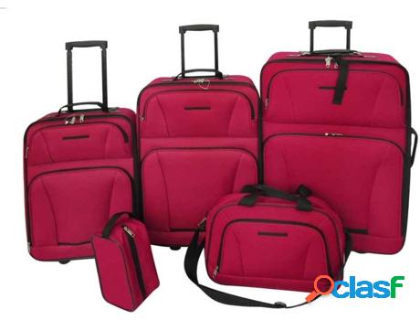 Conjunto de 5 Maletas VIDAXL Rojo Tela 71x45x23 cm