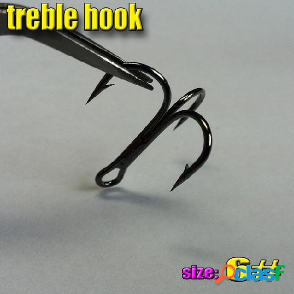 Connector free shipping treble fishing hooks 6# 100pcs