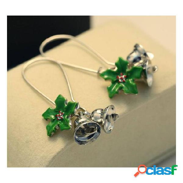 Creative 48mm long earrings fashion christmas bells green