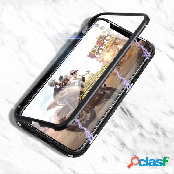 Creative magnetic adsorption tempered glass back case phone