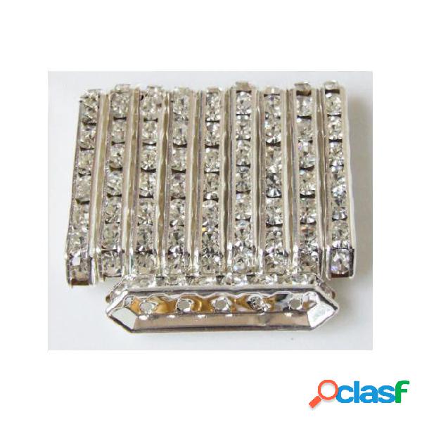 Crystal rhinestone spacer bars silver plated beads wholesale