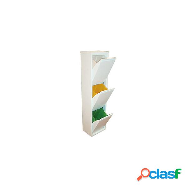 Cubo de reciclaje goro 3 compartimentos blanco