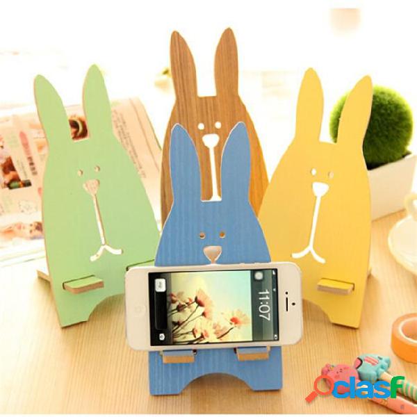 Cute cartoon rabbit wooden universal phone holder stand cell