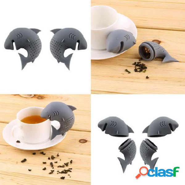 Cute silicone shark tea infuser leaf strainer herbal spice
