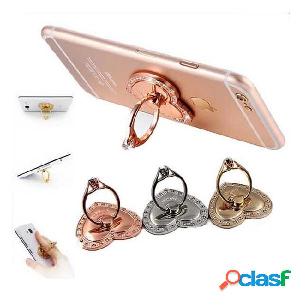 Diamond heart ring stents metal backing ring mobile phone