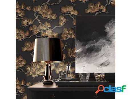 Dutch Wallcoverings Papel De Parede Efeito Pinheiros Preto E
