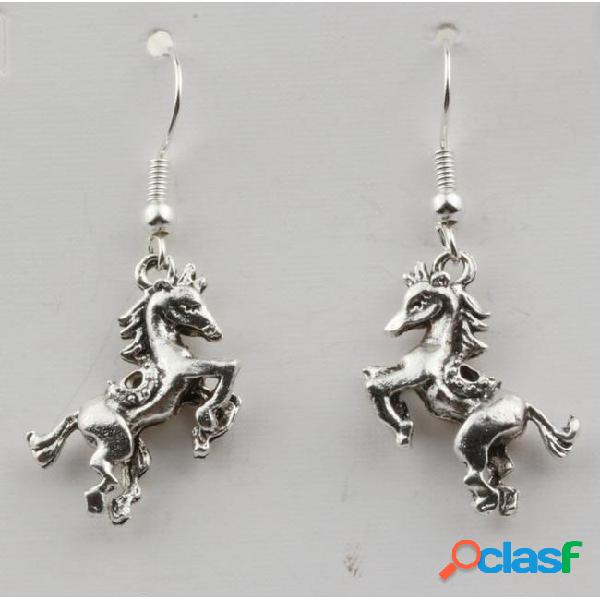 Earring. 20 pair antiqued silver 3d horse charm earrings