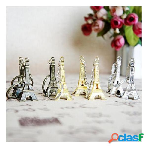 Eiffel tower keychain stamped paris france gold sliver