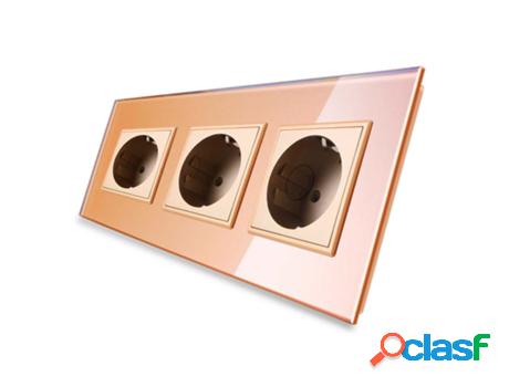 Enchufe Triple Tipo Schuko Eu de 16A Frontal Golden LEDBOX