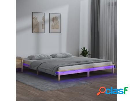 Estructura De Cama VIDAXL Con LED Madera Maciza 135X190 Cm