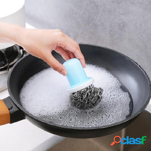 Exquisite kitchen with handle steel ball brush wash pot