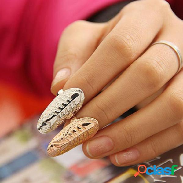 Fashion fish fossil nail rings alloy gold silver fish bone