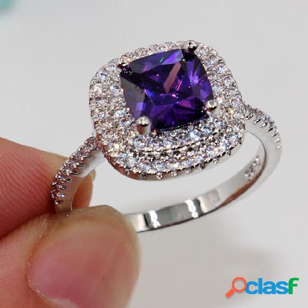 Fashion jewelry nice emerald cut 8mm amethyst diamonique 925