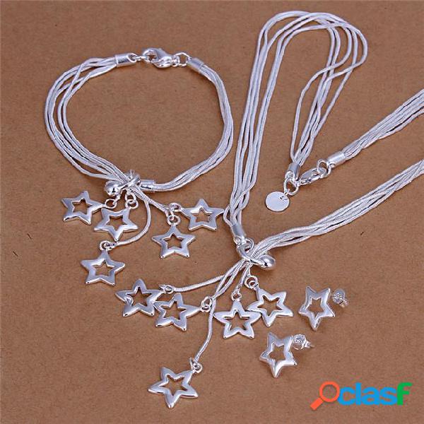 Fashion jewelry set 925 silver star necklace & bracelet &