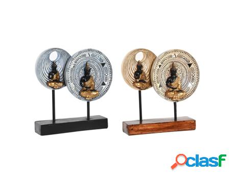 Figura Decorativa DKD HOME DECOR Bege Azul Metal Buda Resina
