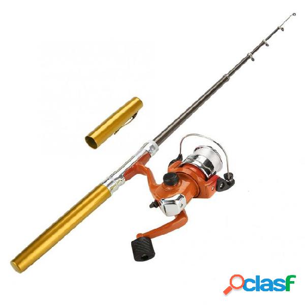 Fishing rod with reel mini pen pocket casting rod pole &