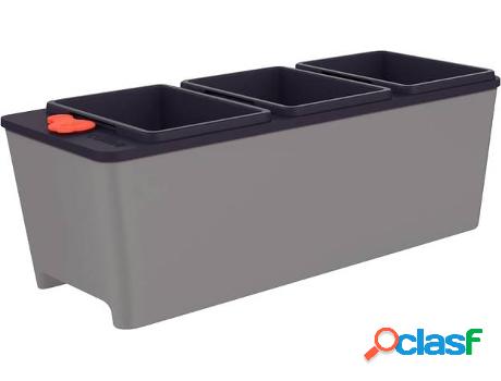 Florera TRAMONTINA autoirrigable 3 Divisórias Gris 10.5 L