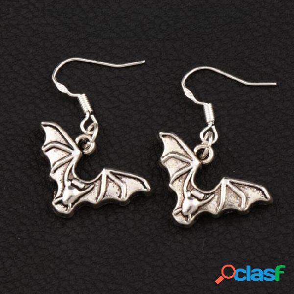 Flying bat animal earrings 925 silver fish ear hook