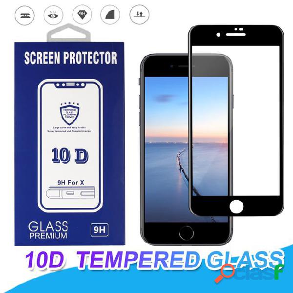 For iphone x xr xs max tempered glass full cover 10d curved