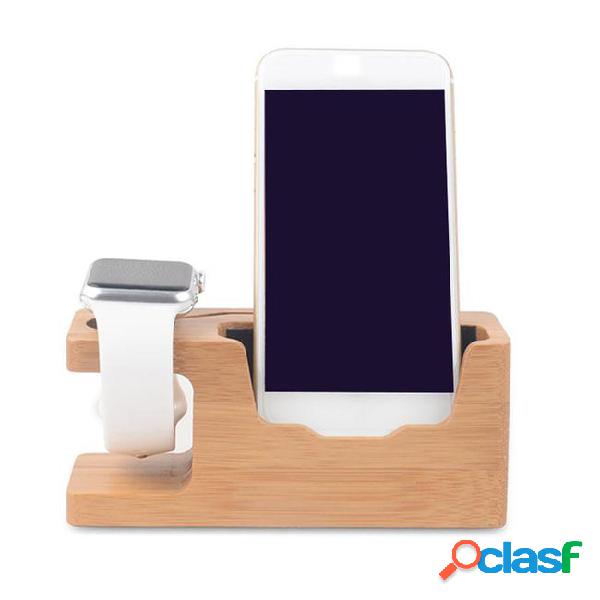 For watch and mobile phone bamboo charging station stand usb