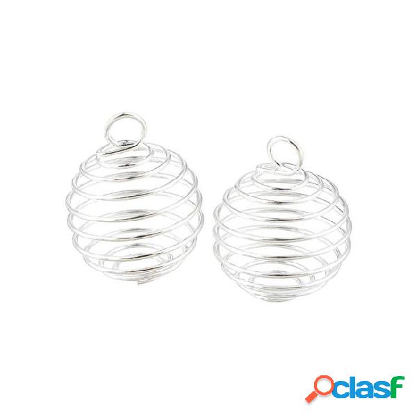 Free shipping 100pcs/lot silver plated spiral bead cages