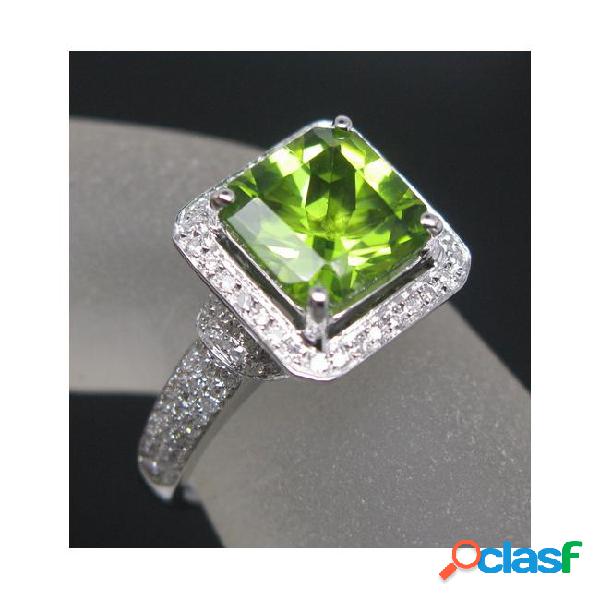 Free shipping solid 14k white gold genuine natural green