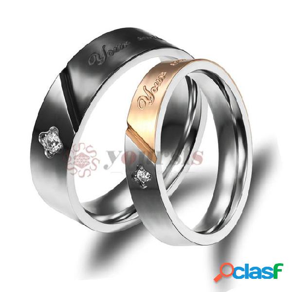 Free shipping stainless steel couple rings korean jewelry,cz