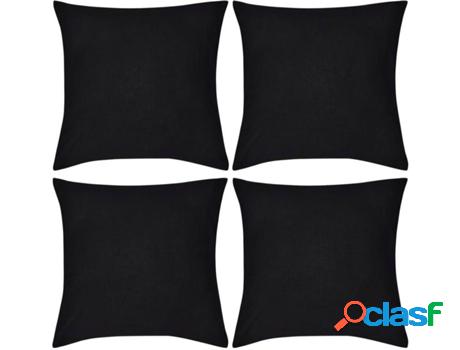 Fundas para Cojines VIDAXL Algodón 4 Uni. (Negro - 40 x 40