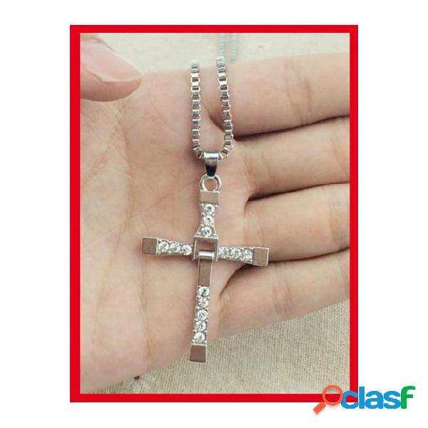 Furious 7 with section alloy diamond cross necklace