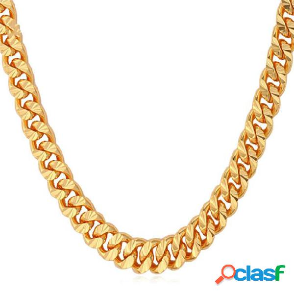 Gold silver black chain curb cuban necklace for men punk