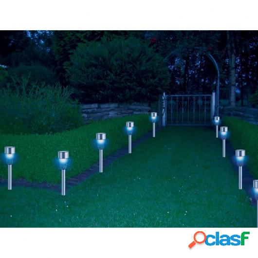 HI Lámparas solares LED de jardín 8 unidades acero