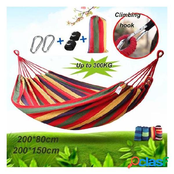 Hand-woven portable canvas rainbow swing hammock single
