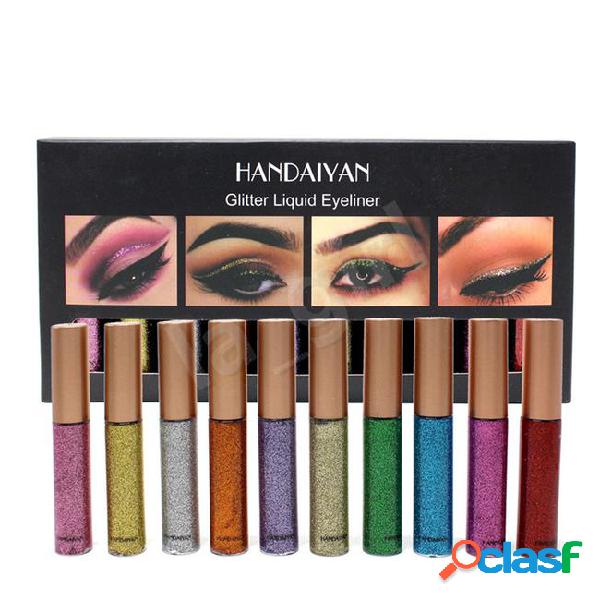 Handaiyan 10 colors/set glitter eyeliner eye cosmetic liquid