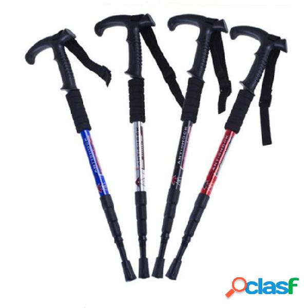 High quality aluminum alloy 4-section trekking pole t-handle