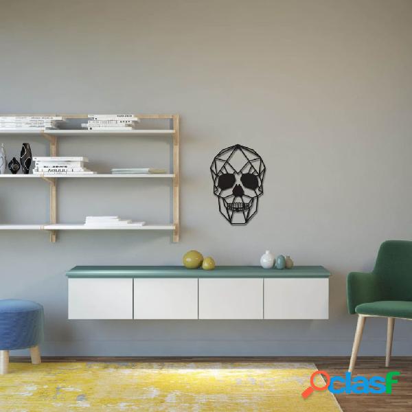 Homemania Adorno de pared Skull acero negro 35x50 cm