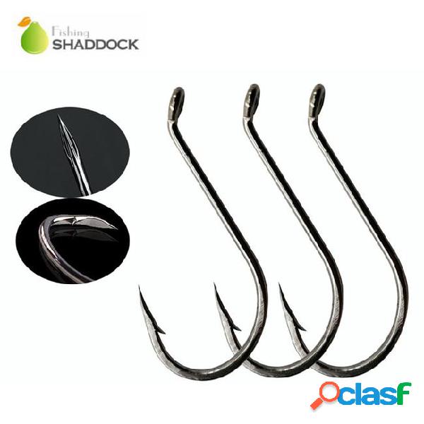 Hook size 50pcs black high carbon steel blood slot point