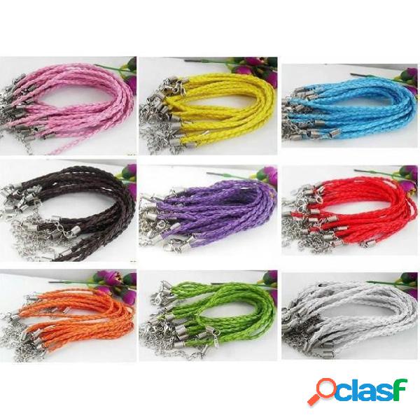 Hot ! 100pcs mixed color twist leather cord rope bracelets