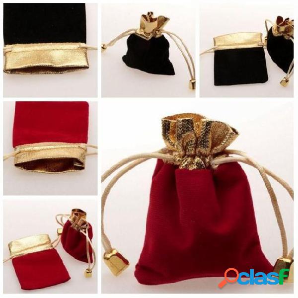 Hot ! 50pcs red / black velvet jewelry gift bags drawstring