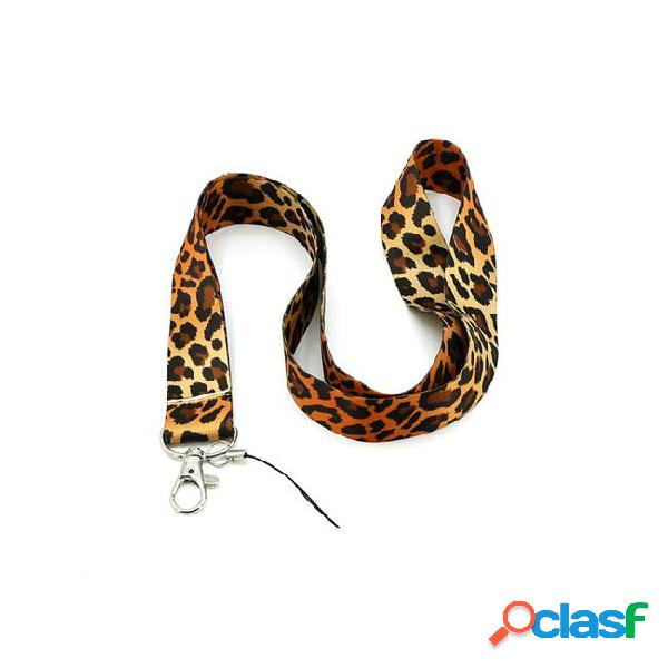 Hot nylon leopard print lanyard for ipod cell phone iphone