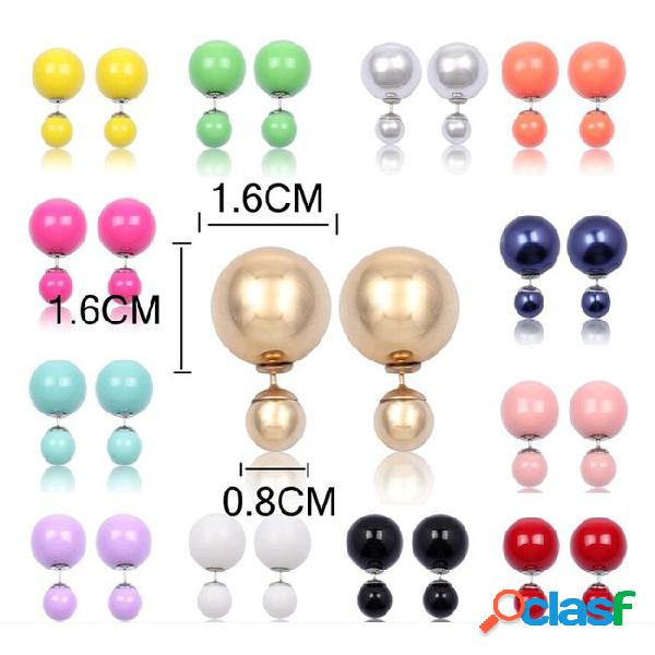 Hot sale balls stud earrings double side small big pearls