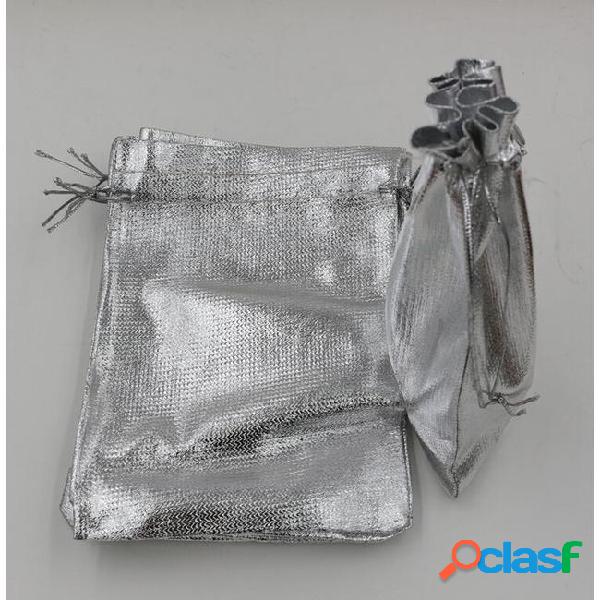 Hot sales ! 100pcs silver plated gauze satin jewelry bags