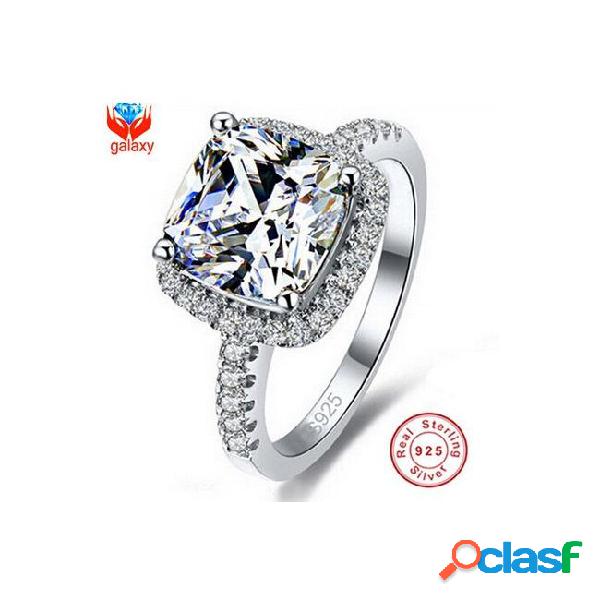 Hot selling luxury wedding rings for women real 925 sterling