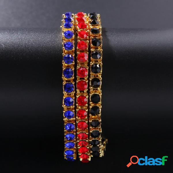 Iced out 1 row tennis bracelet full colored red/blue/black