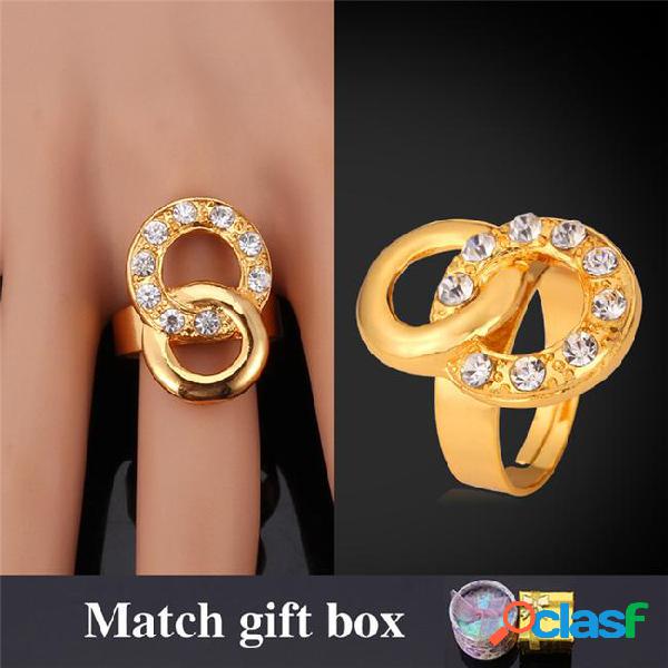 Infinity resizable band rings with gift box 18k real gold