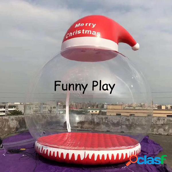 Inflatable clear snowball tent with santa claus