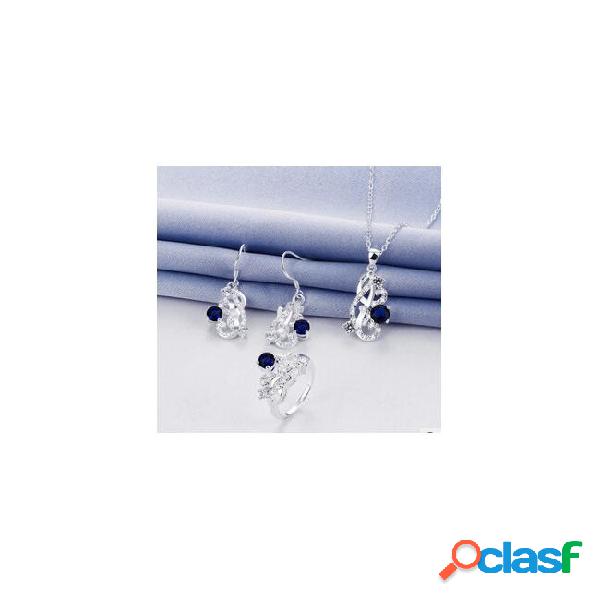 Jelwery sets silver plated rhinestone necklace earring