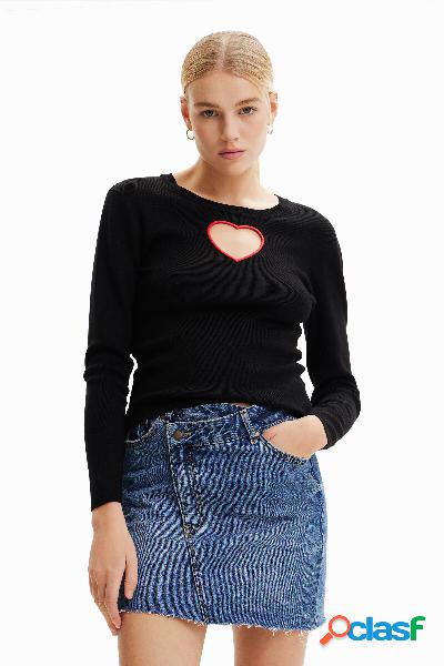 Jersey cut-out corazón - BLACK - S