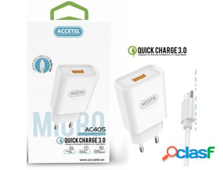 Kit Cargador + Cable ACCETEL para Tcl 306 Blanco